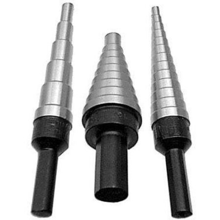 QUALTECH Step Drill Set, Unibit, Imperial System of Measurement, 1 Minimum Drill Bit Size, 3 Maximum Drill VACSET